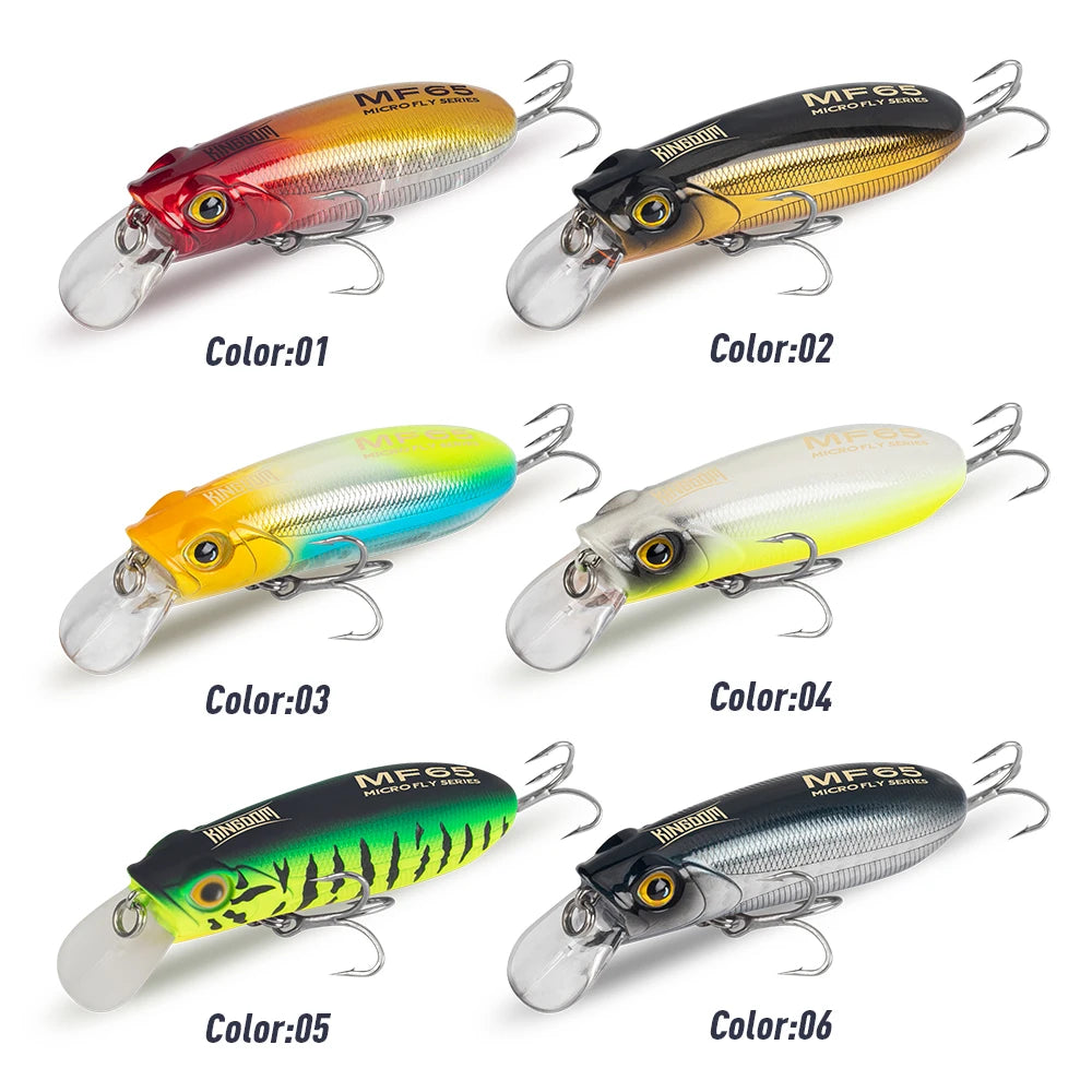 KINGDOM 3PCS Micro-Fish Scales Series Crankbait Lures, Mini Fishing Lure 55mm/65mm Lightweight Hard Bait with Realistic Scale Pattern, Floating Slow Sinking Minnow Baits for Bass Trout Freshwater Fishing