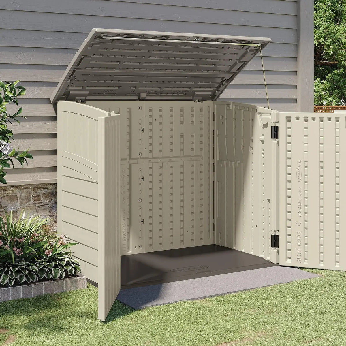 2 Pack 34 Cu Ft Capacity Horizontal Outdoor Storage Shed for Garbage Cans, Garden Accessories, Backyard, and Patio Use,, Custom