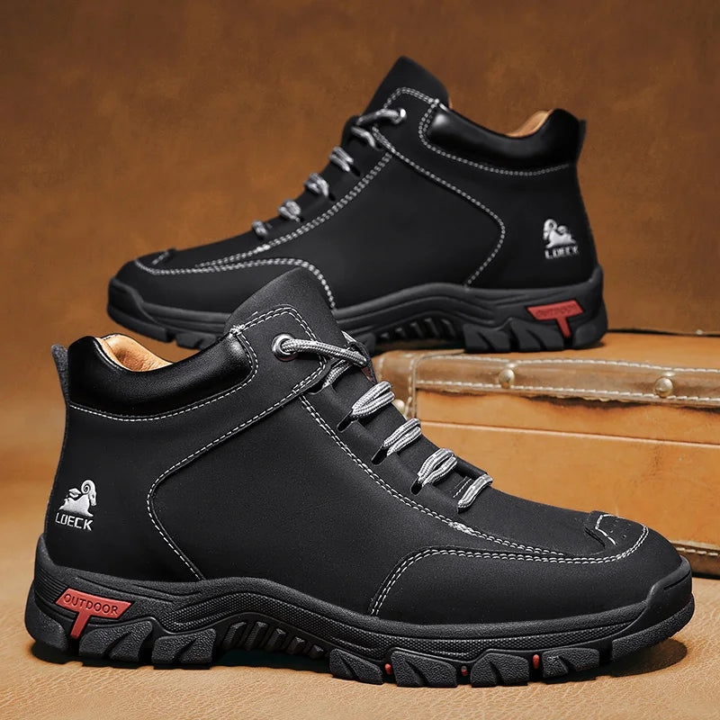 High-Top Men's Hiking Boots for Outdoor Driving Camping Picnic - Durable Comfortable Men's Mountain Climbing Shoes