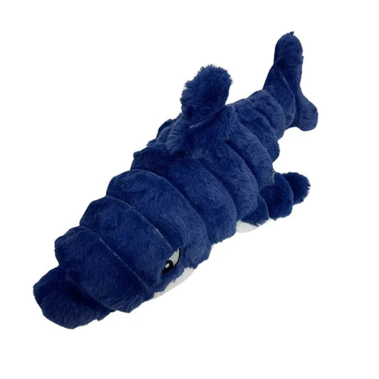 Blue Shark Plush Dog Toy with Squeaker, Chew Level 3