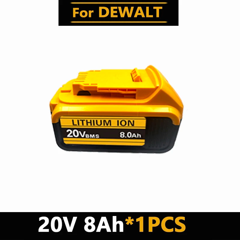 20V MAX XR Lithium Battery Pack For DeWalt Power Tools Replacement Battery Compatible DCB200 DCB205 8.0Ah Rechargeable Battery