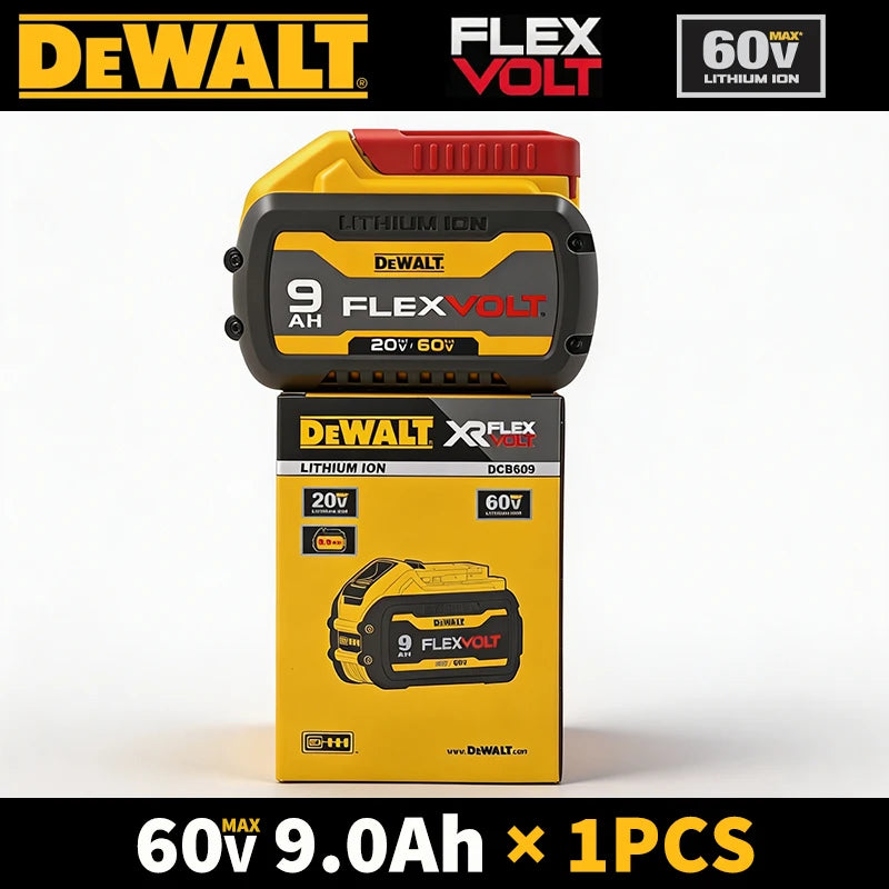 Authentic Dewalt Battery DCB609 60V/20V Max 9.0Ah Li-Ion FlexVolt Battery, High Power 180Wh Rechargeable Li-Ion 18V/54V Battery