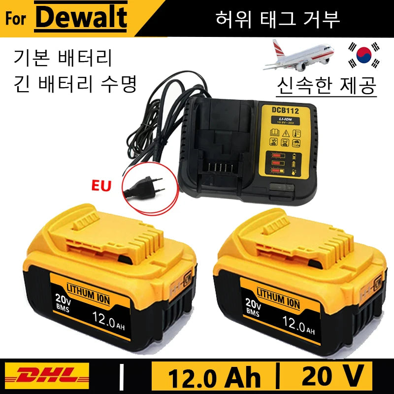 for Dewalt 20V Battery, 3AH 6AH 8AH 12AH Lithium Ion Battery, for Dewalt DCB200 DCB206 DCD805 Power Tool Replacement Battery