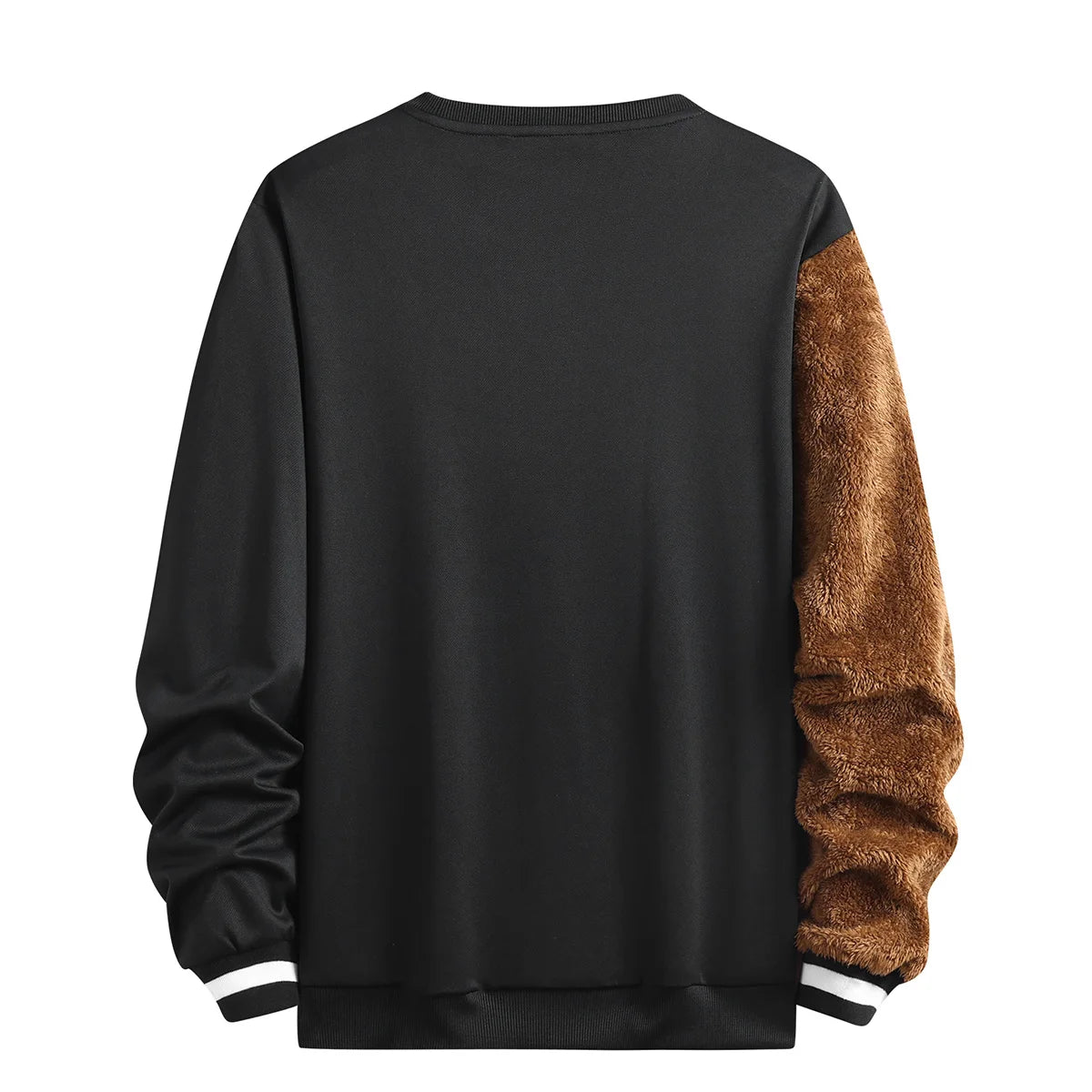 Men's Fashion Patchwork Bear Print Crew Neck Pullover Sweatshirt, New Autumn Style for Young and Middle-Aged Outdoor Casual Wear