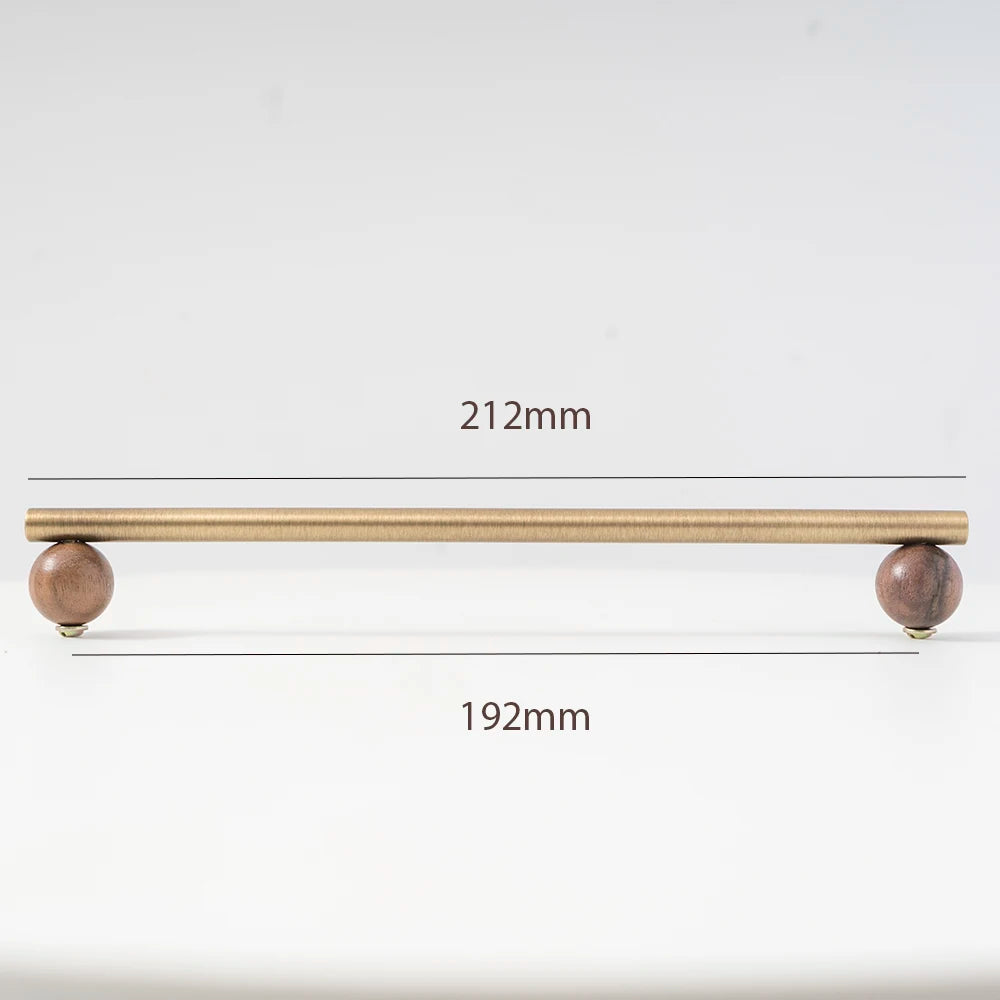 Bronze Brass + Walnut Wood  Cabinet Handle and Knob Drawer Knobs T Bar Bedroom Kitchen Cupboard Hardware / Drawer Handles