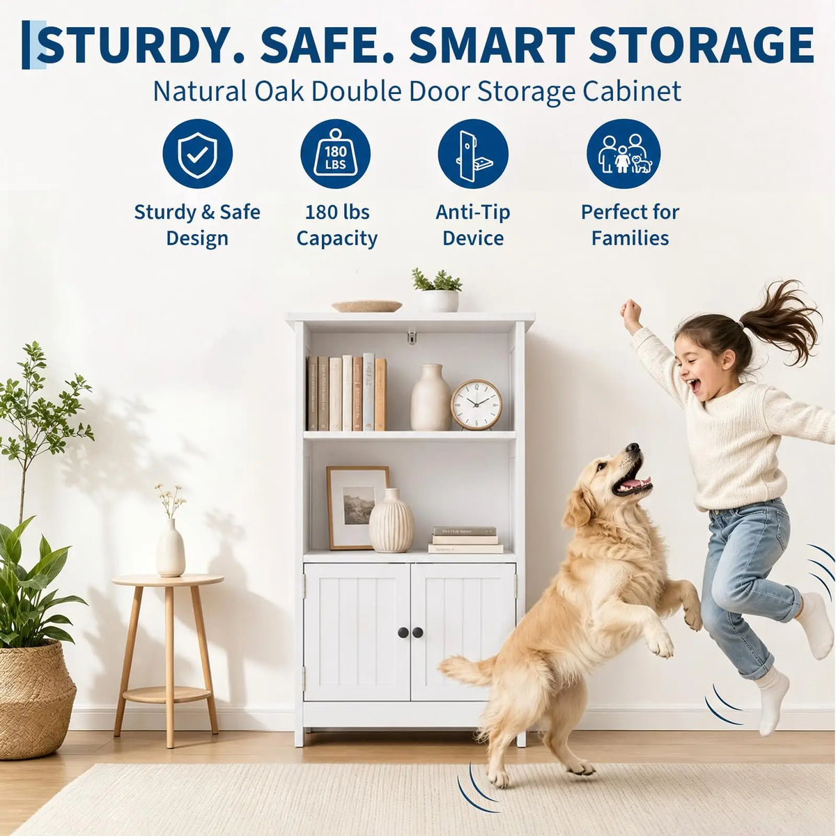 Freestanding Narrow Storage Cabinet with Doors, Adjustable Shelves Slim Floor Organizer for Bathroom or Entryway, Toilet Paper Storage