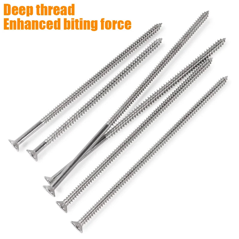 M5 Extended Flat Head Self Tapping Screw, Countersunk Screw 304 Stainless Steel Switch Socket Wooden Screw