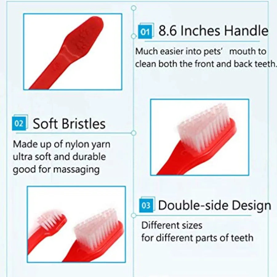 10 Pack Pet Dog Toothbrush, 2 Triple Head Pet Toothbrushes 3 Double Head Tooth Brush 5 Pack Finger Rubber Toothbrushes, Multi-A