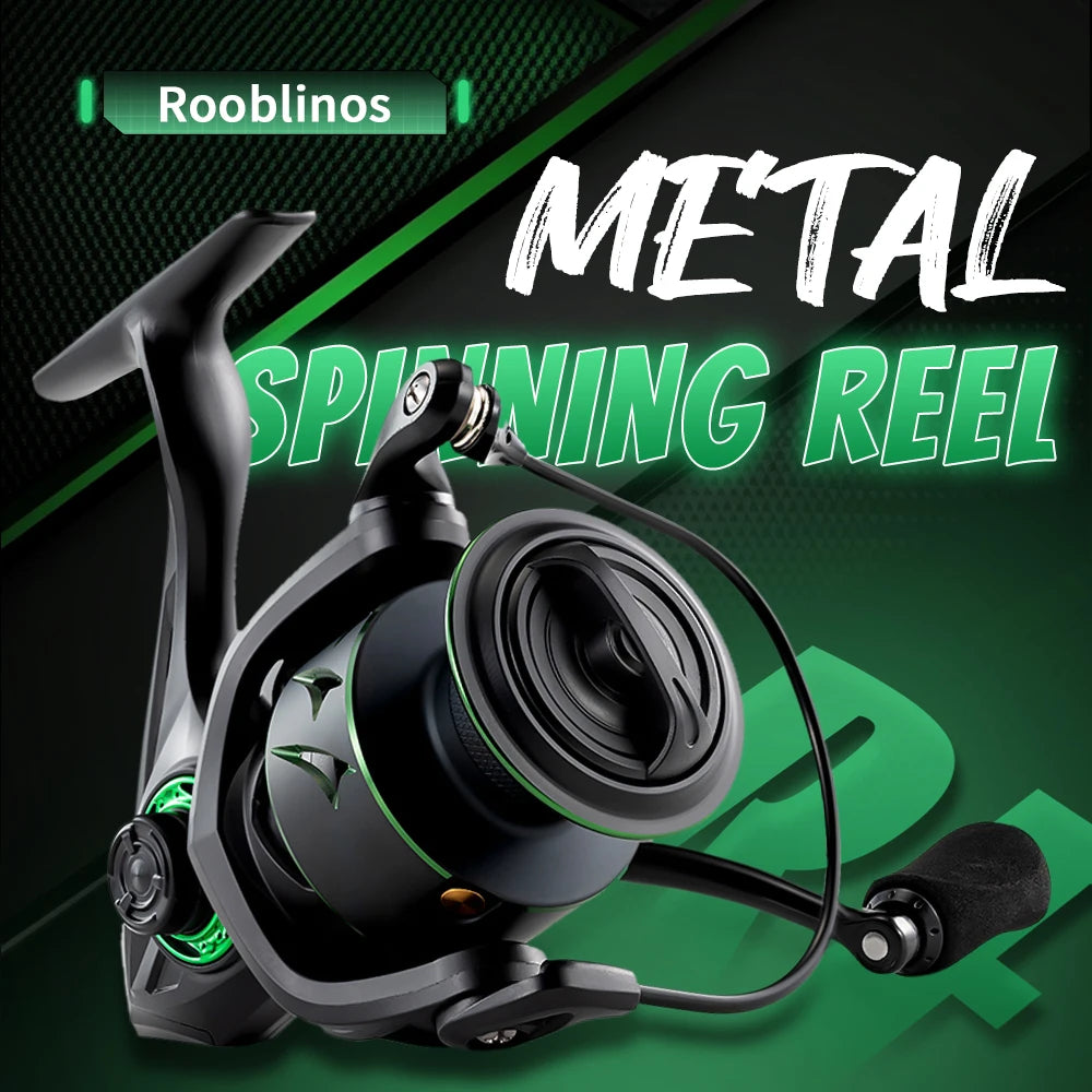 RF Spinning Reel Fishing Reel 5.2:1 Spin Green EVA Knob Fishing Wheel Saltwater Aluminum Spool