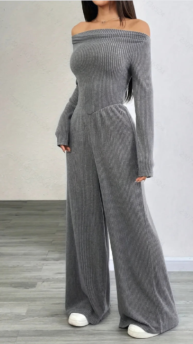 New Elegant Pure Color Asymmetrical Shoulder Ladies Dress Pants Fashionable Monochromatic Ladies Suit