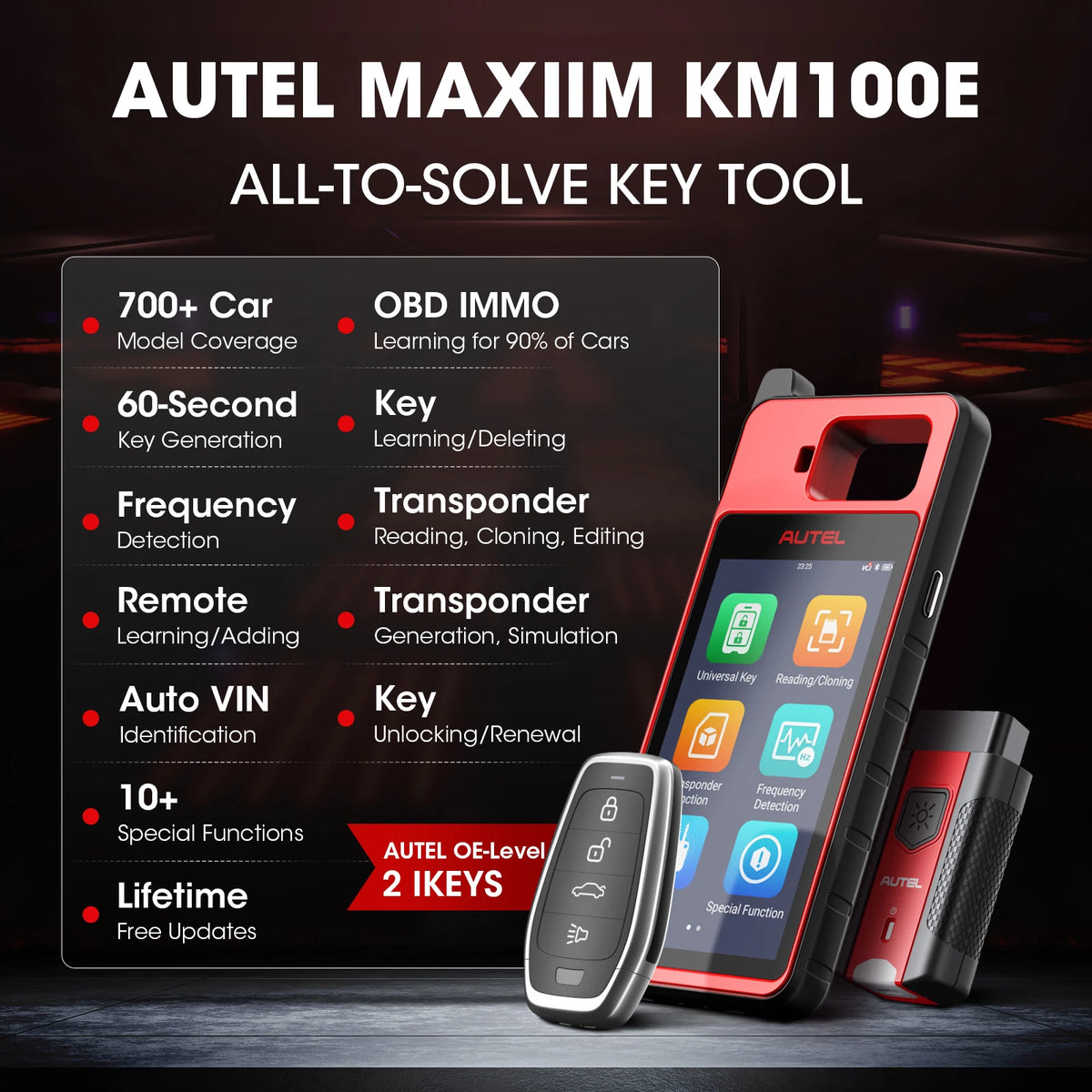 AUTEL KM100E Key Programmer KM100E 60S Universal Key Generator Immobilizer KM100 Key Programming Tool Lifetime Free Update