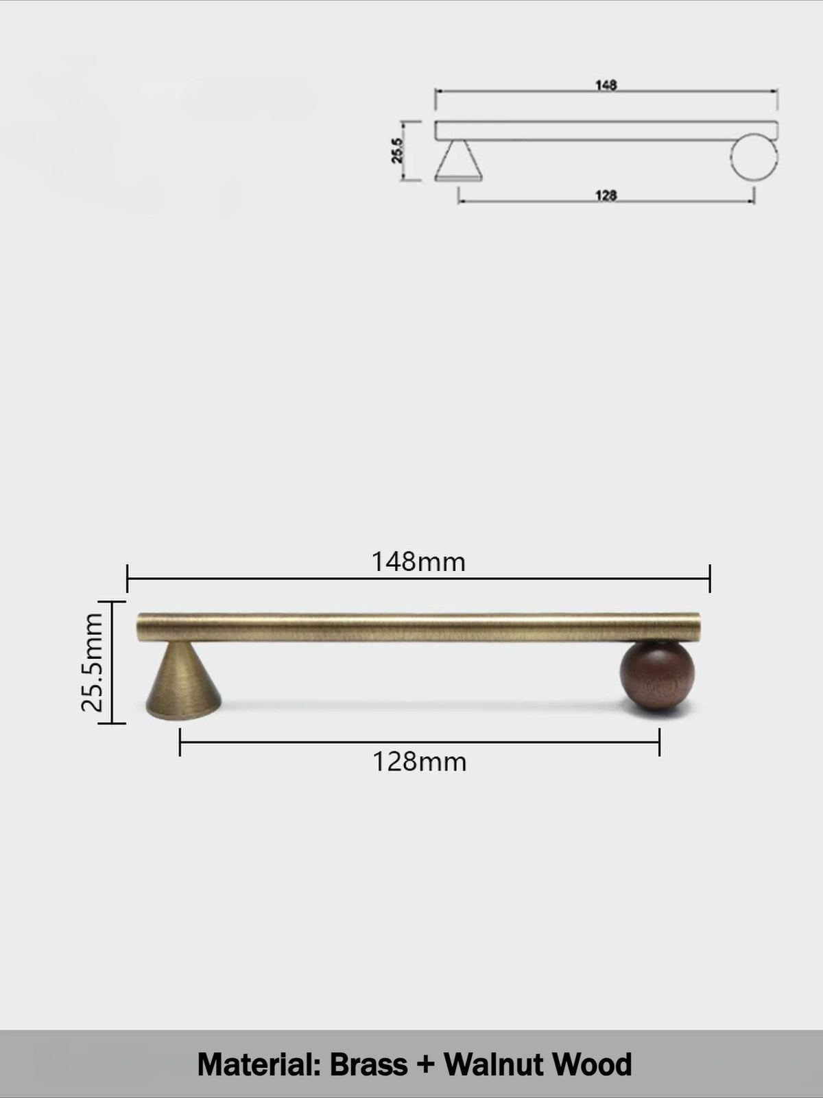 Bronze Brass + Walnut Wood  Cabinet Handle and Knob Drawer Knobs T Bar Bedroom Kitchen Cupboard Hardware / Drawer Handles