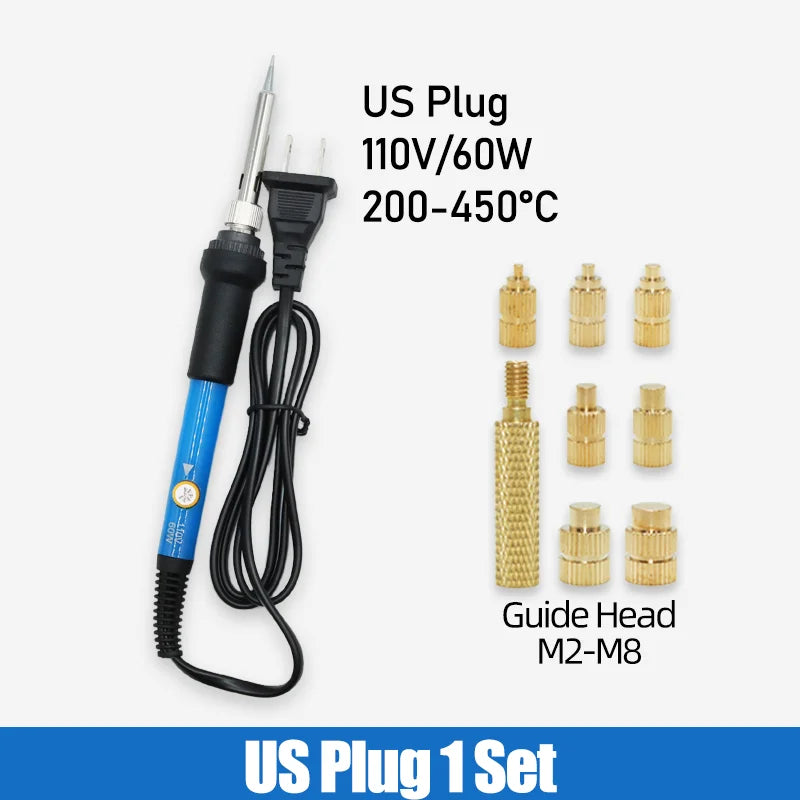 Heat Set Insertion Tool M2 M3 M4 M5 M6 M8 Brass Thread Insert Nut Soldering Iron Tip Copper Embedded Kit for Plastic 3d Printing