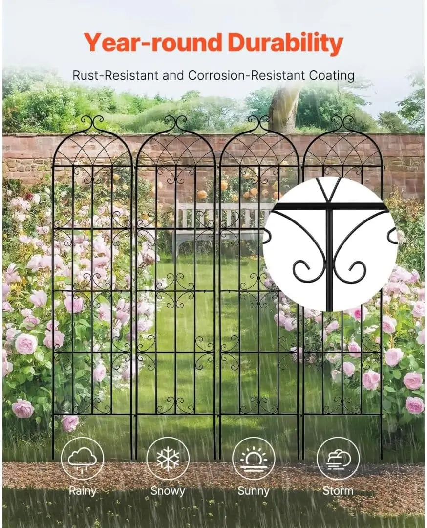 5 X 7 FT Trellis for Climbing Plants, Metal Garden Fence with Sturdy Grid Design, Heavy-Duty Outdoor Plant Support for Roses, Vines, Ivy, Cucumbers, Beans, Patio, Yard, Backyard, Garden Decor