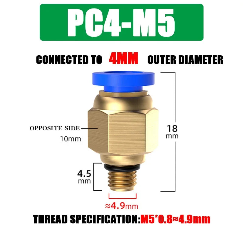 10/50PCS PC Pneumatic Quick Connector 4-12mm Push In Fitting for 1/8" 1/4" 3/8" 1/2" BSPT Thread Air Hose & Tube,Industrial Use