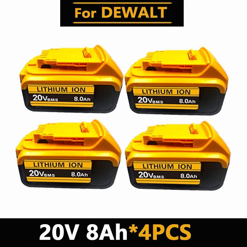 20V MAX XR Lithium Battery Pack For DeWalt Power Tools Replacement Battery Compatible DCB200 DCB205 8.0Ah Rechargeable Battery