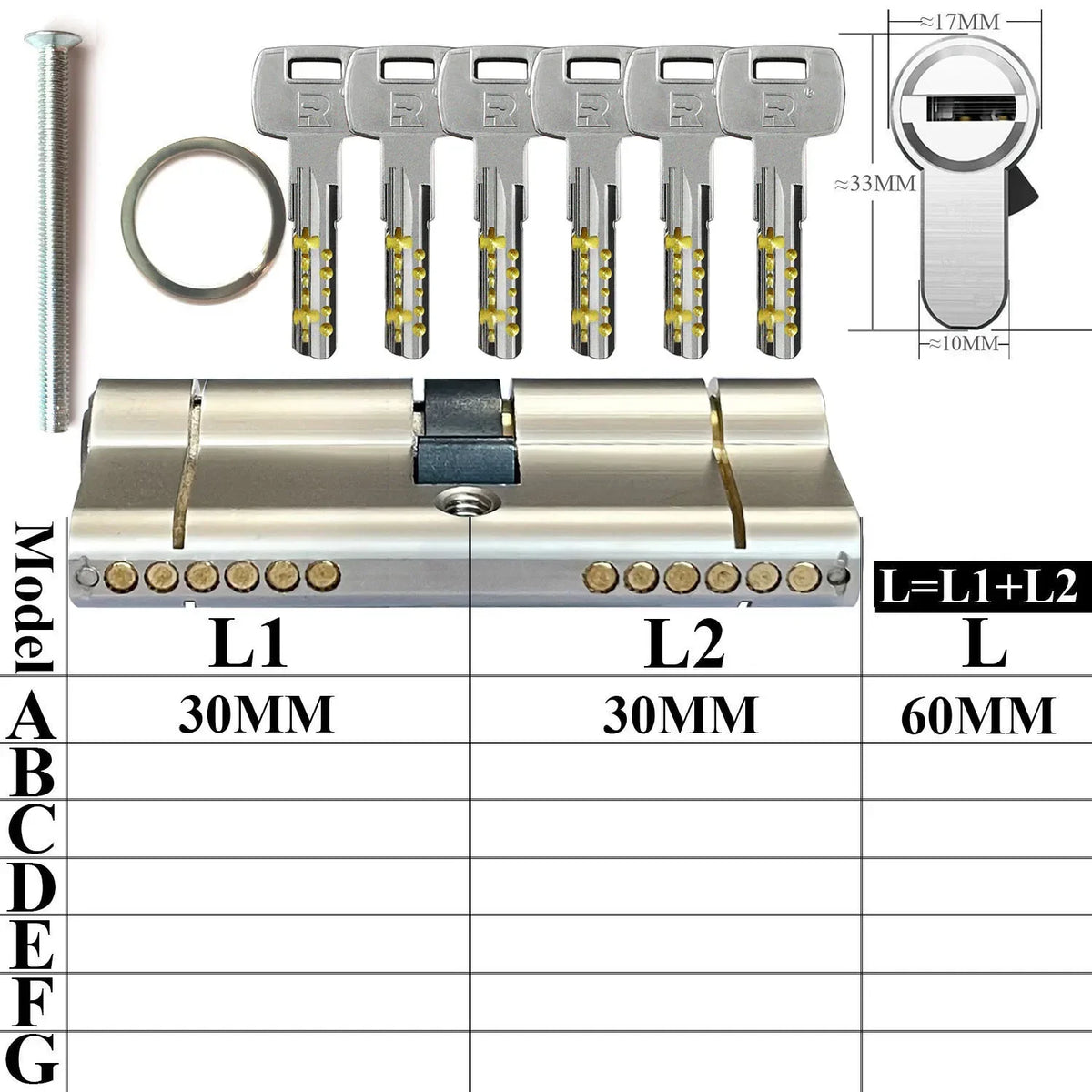 Double clutch lock cylinder, keys can be used at both ends of the lock cylinder at the same time.forgot to remove the key