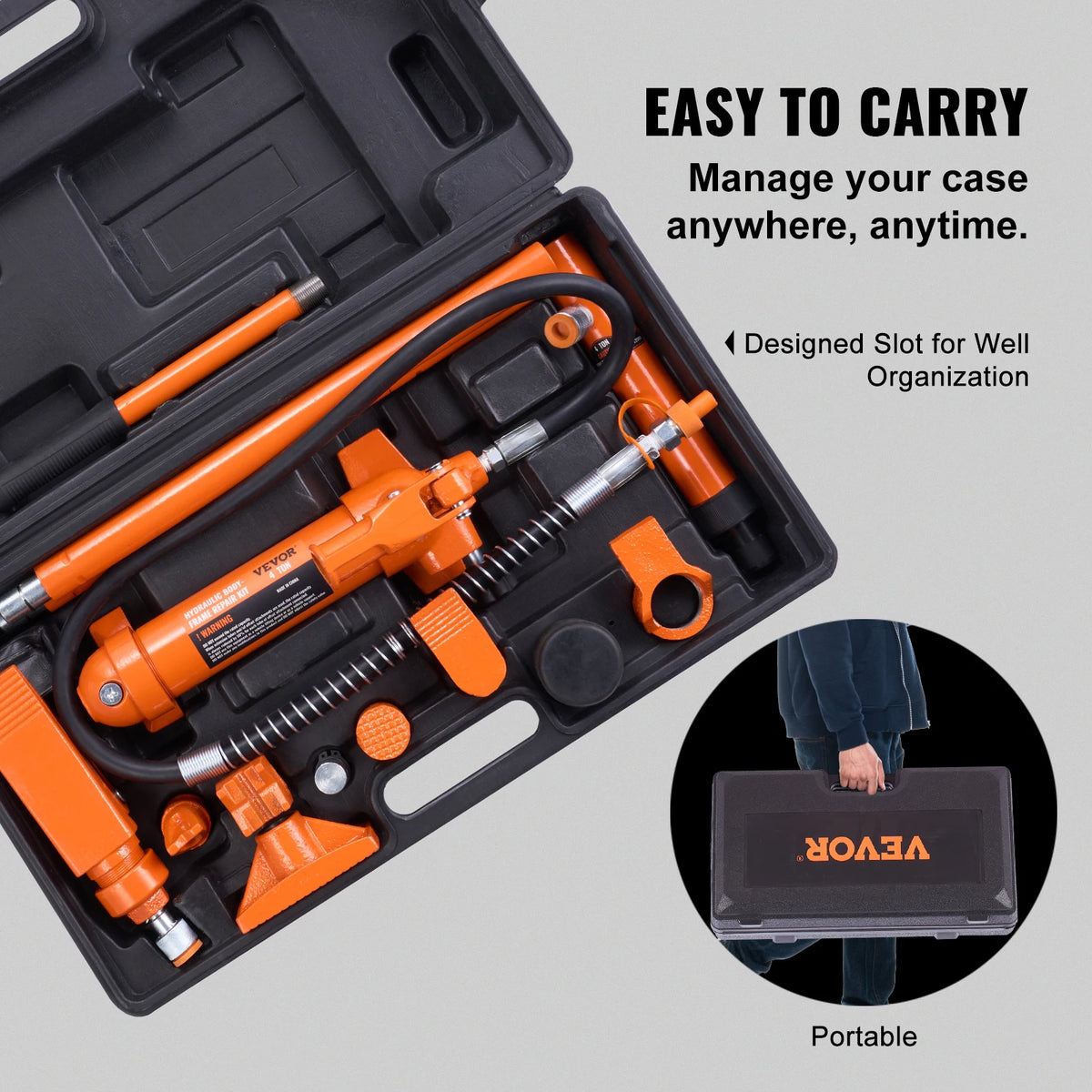 SucceBuy 4/10/12/20 Ton Power Hydraulic Cylinder Jack Autobody Frame Repair Tool Kit Automotive Truck Lifting  Heavy Equipment