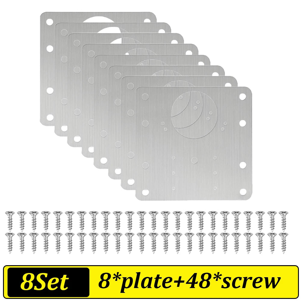 2-100Set Cabinet Hinge Repair Plate Kit Stainless Steel Door Hinge Mounting Plate Cabinet Door Hinges Repair Mount Tool