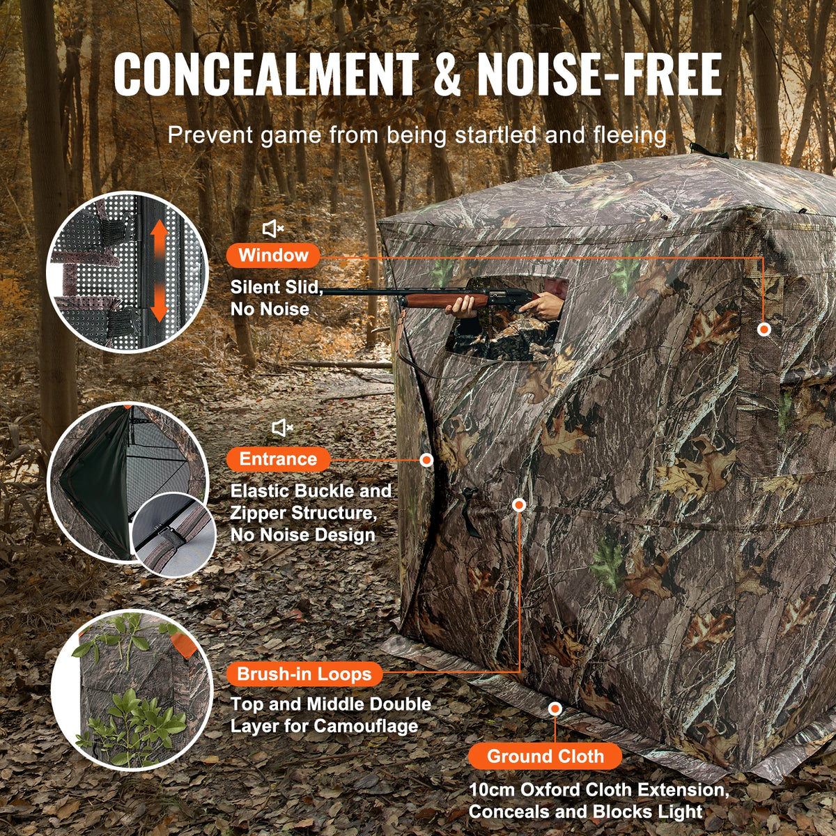 SucceBuy Hunting Blind  270° See Through Ground Blind 1-2 Person for Hunting  See Through Mesh for Turkey and Deer Hunting
