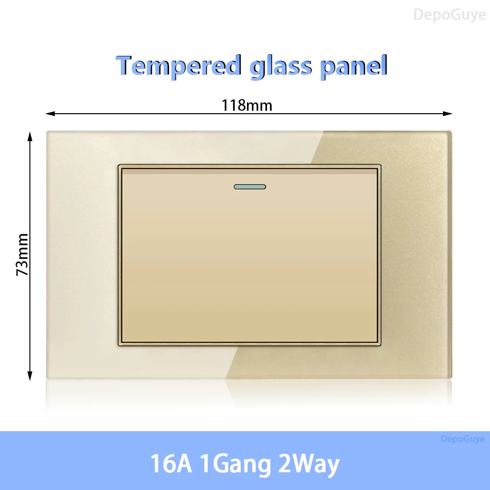 American Standard Dual Wall Usb Plug Socket, Household Mexico US Tempered Glass Light Switch Outlet Adapter Type-C Fast Charging