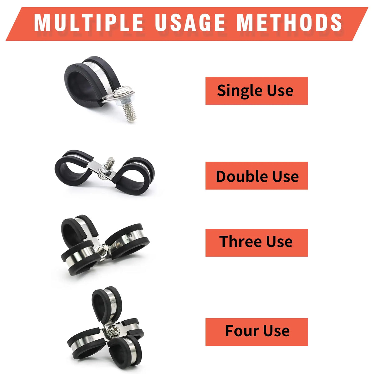 24PCS Stainless Steel Rubber Lined P Clips R-type Cable Mounting Pipe Clamp Hose Clamp Fixed Pipe Bracket Clamp 6-45mm 1/2" 3/4"