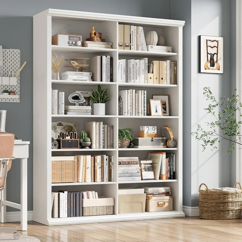Wooden Bookcase and Bookshelf, 71.8" L x 47.2" W, Freestanding Storage Unit for Home Office