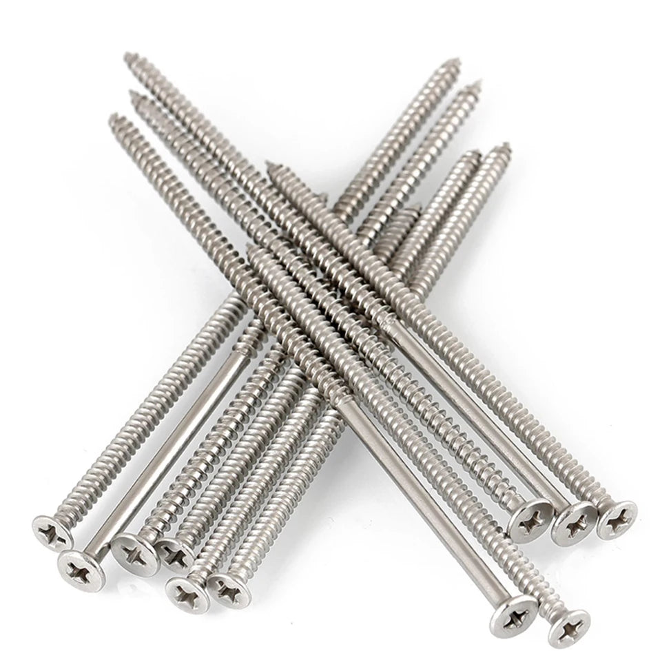 M5 Extended Flat Head Self Tapping Screw, Countersunk Screw 304 Stainless Steel Switch Socket Wooden Screw