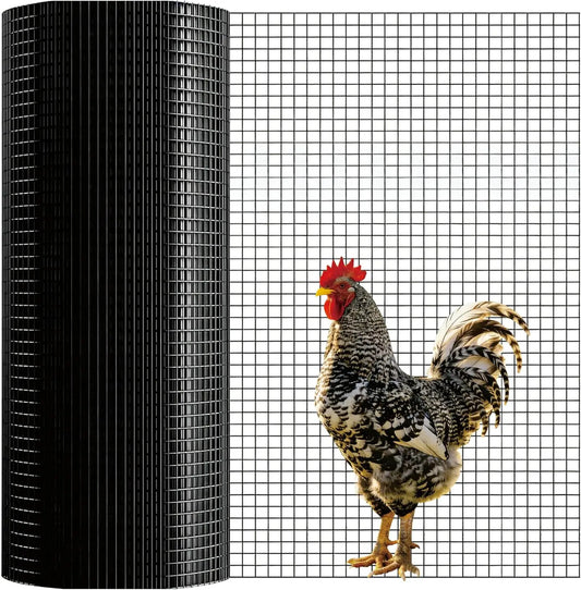 Black Hardware Cloth, 1/2 inch 19 Gauge PVC Wire Mesh Roll Welded Wire Fence for Poultry Netting, Chicken Coop & Pet Cage