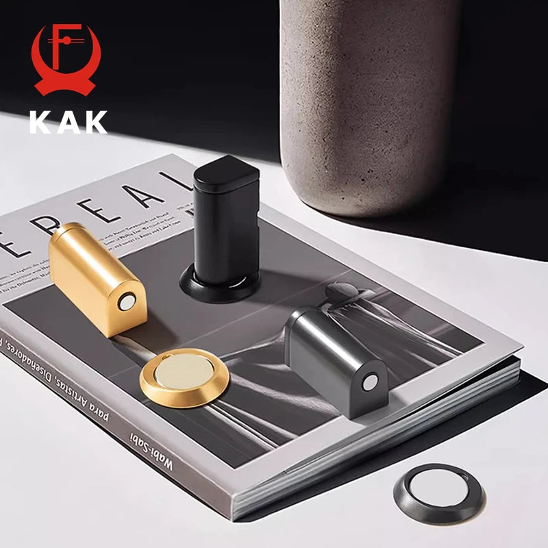 KAK Invisible Door Stopper Adjustable Magnetic Door Stop with Sticker Non-punch Wind-proof Hidden Door Holder Zinc Alloy Hardwar