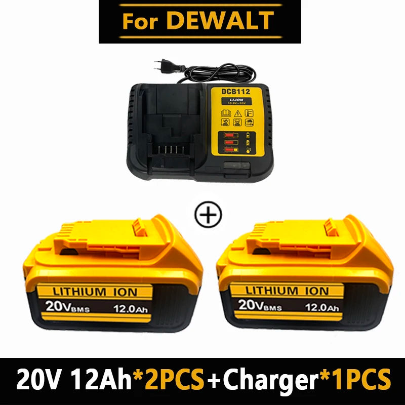 6Ah 8Ah 12Ah For DeWalt 20V MAX Rechargeable Lithium Battery Fit DCB Series Cordless Drill Wrench Power Tool Battery