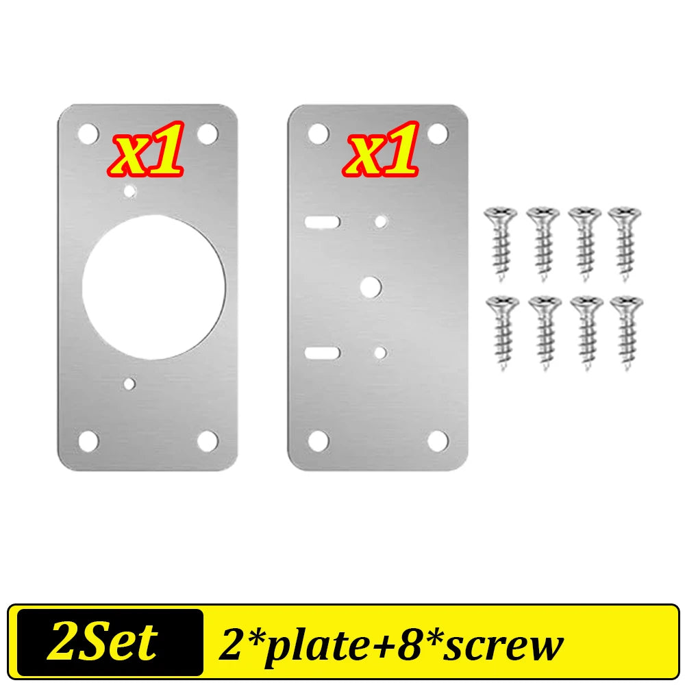 2-100Set Cabinet Hinge Repair Plate Kit Stainless Steel Door Hinge Mounting Plate Cabinet Door Hinges Repair Mount Tool