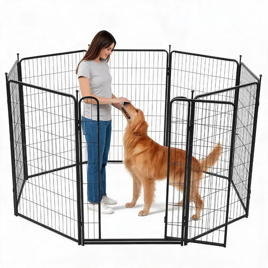Garvee 8/16 pieces DIY Pet Fence Panels for Rabbit Cat and Dog Cages Stackable Assembleable Multi Functional Cages for Indoor Pet Fence Pet Supplies