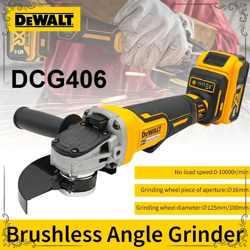 Dewalt 125MM Cordless Brushless Angle Grinder DCG406 9000RPM Cutting Machine Polishing Machine Tool For 20V Lithium Batteries