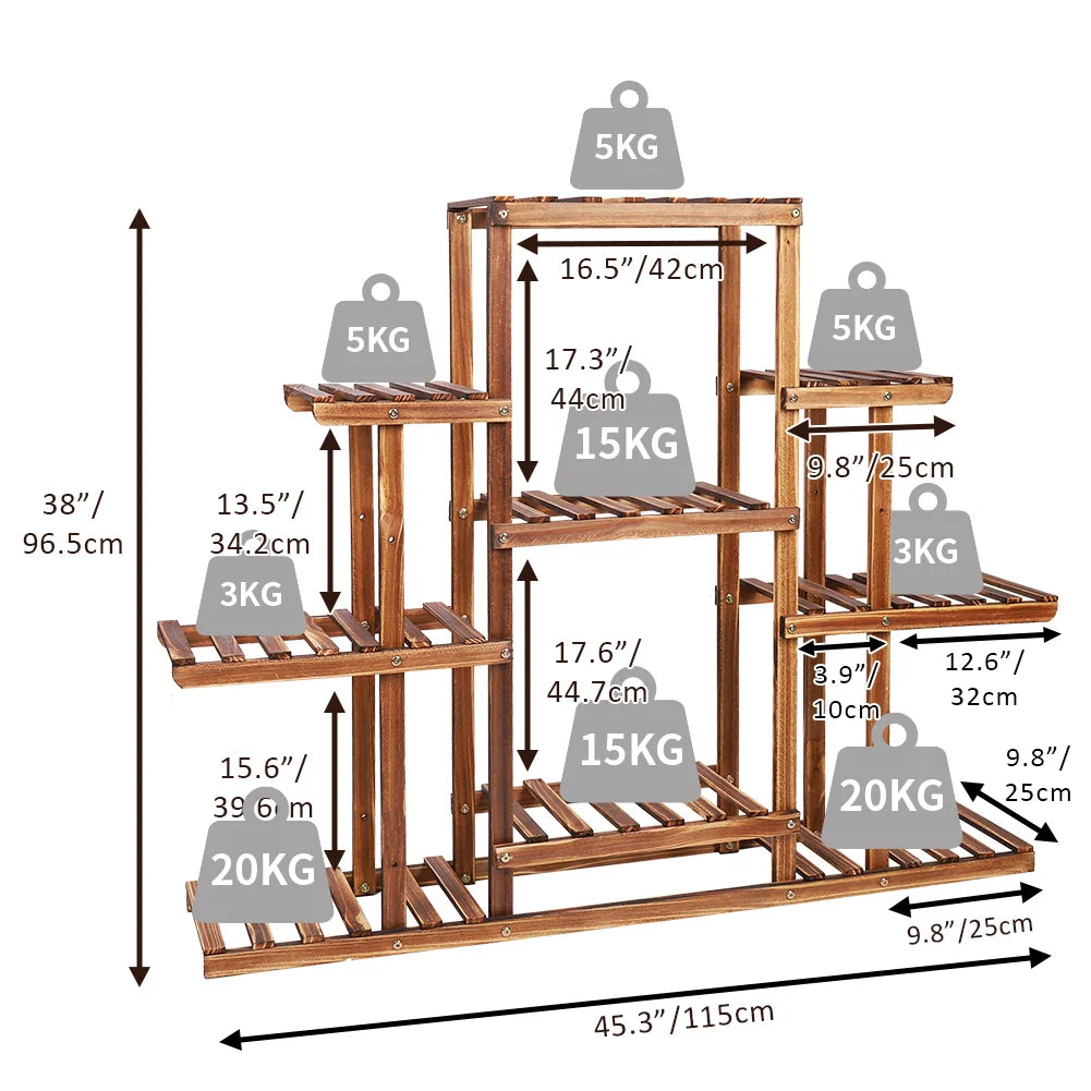 Various Styles Wood/Metal Plant Stand Flower Pots Display Holder Garden Shelf Shelving for Patio Balcony Living Room