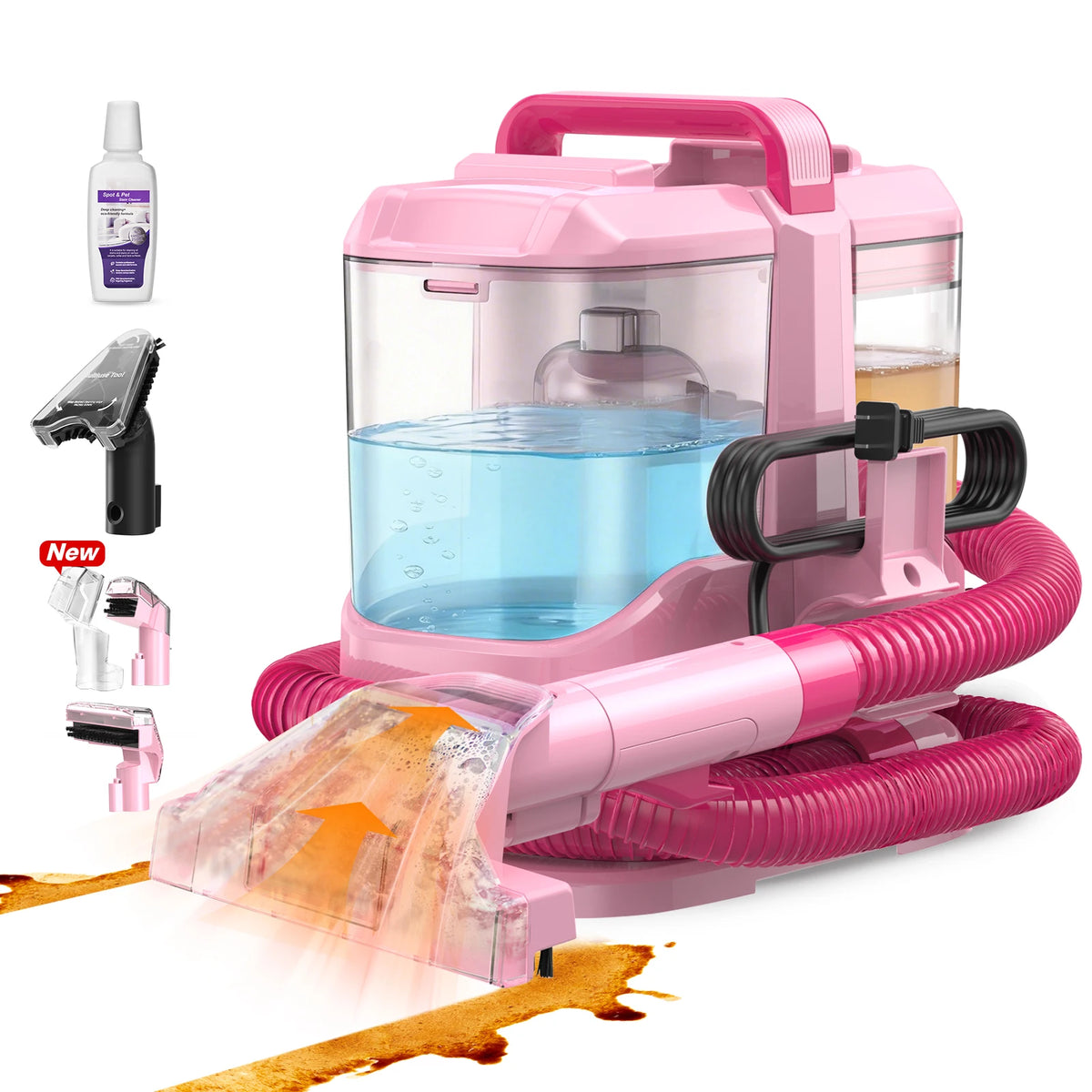 Portable Carpet Cleaner Machine Handheld Vacuum Wet Dry Powerful Suction for Sofa Curtain Car Seat Pet Hair