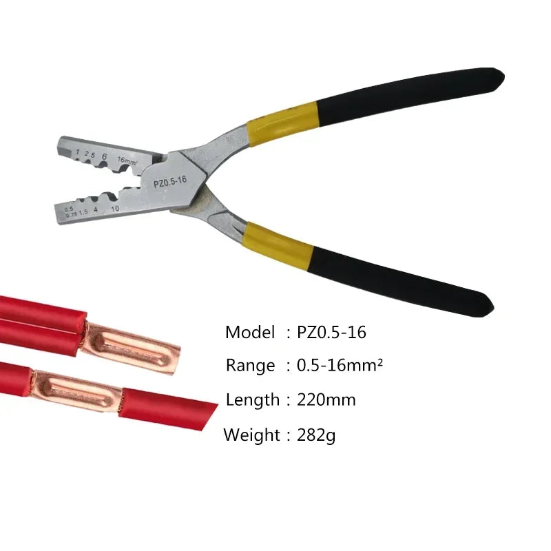 1000Pcs GT Copper Connecting Pipe Wire Joint Connector φ1.5/2/2.5/3/4/5/6/7/8/10mm Cold Crimping Terminal Red Copper And Pliers
