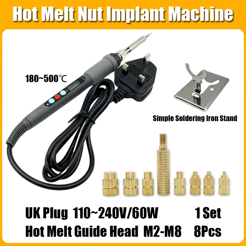 Allen Bolt Threaded Insert Nut Manual Implantation Heat Press Machine Plastic Insertion Brass Nuts and Machine Screws 3D Printer