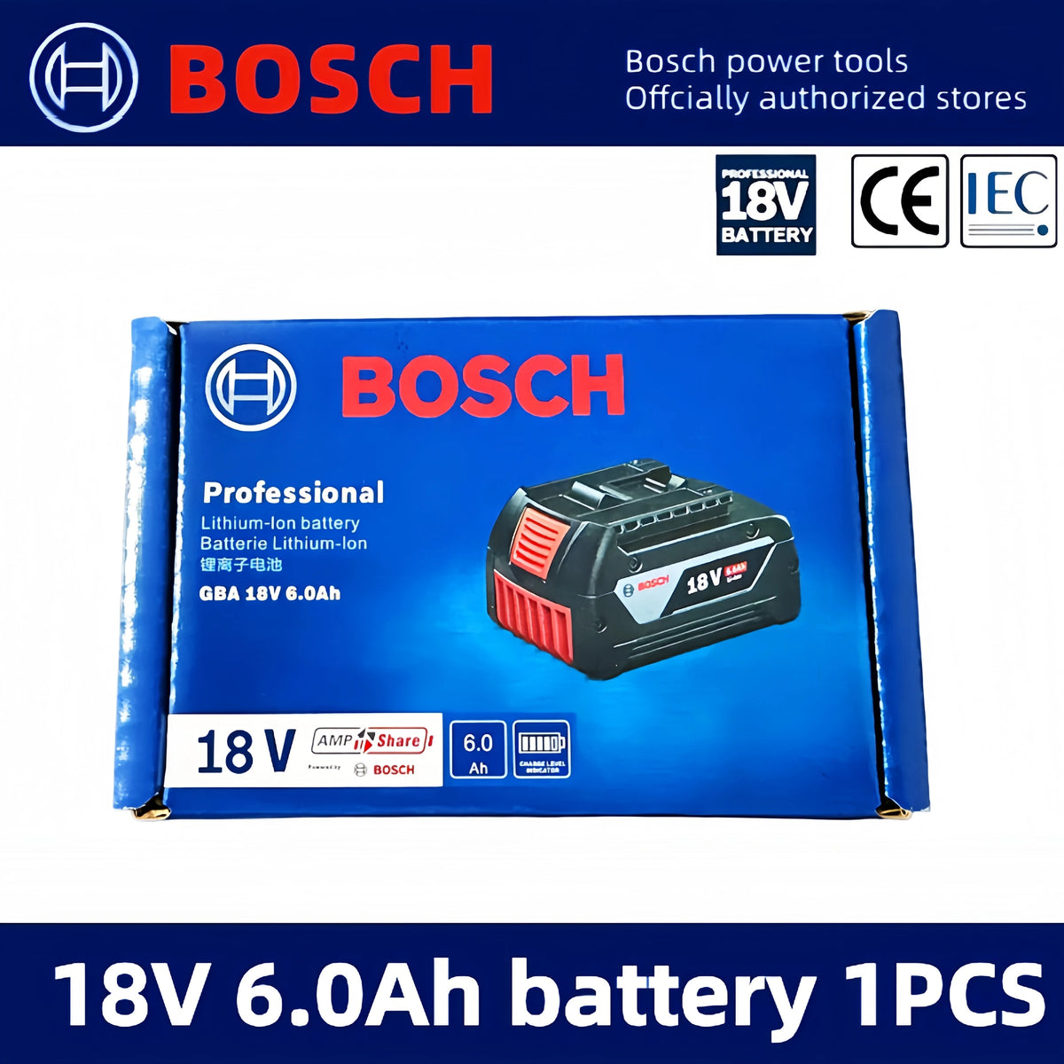 Original100% Bosch 18V battery, wireless power tool lithium battery, BAT609BAT610G BAT618BAT620BAT622GSR18V-LI，18V，6000mAh
