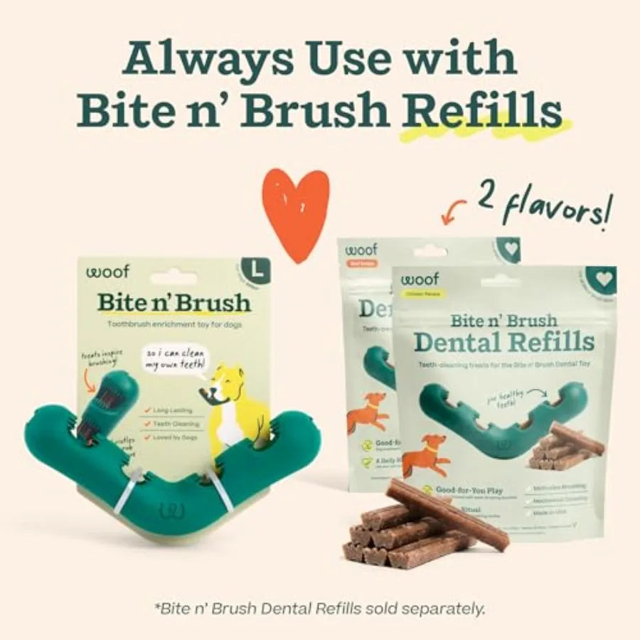 The Bite n' Brush - Dog Toothbrush Toy - Scrub Plaque and Tartar from Your Dog's Teeth and Mouth - Dog Dental Toy for Gentle Ch