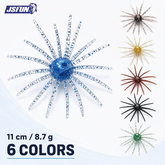 7Pcs 11cm/8.7g Sea Urchin Fishing Lures TPE Soft Bait Silicone Baits For Bream Sea Bass Mandarin Fishing Tilapia Trout