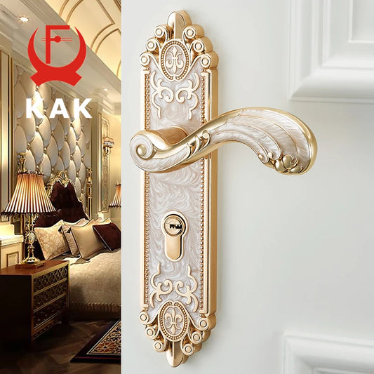 European Style Mute Room Door Lock Handle Fashion Interior Door Knobs Lock Luxurious Anti-Theft Gate Lock Furniture Hardware