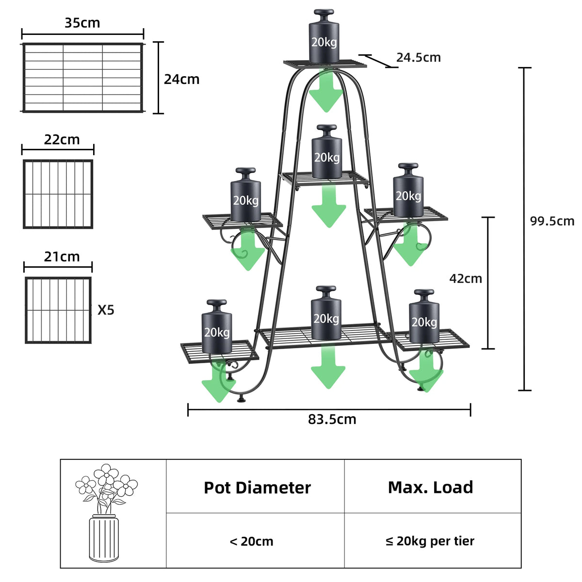 Various Styles Wood/Metal Plant Stand Flower Pots Display Holder Garden Shelf Shelving for Patio Balcony Living Room