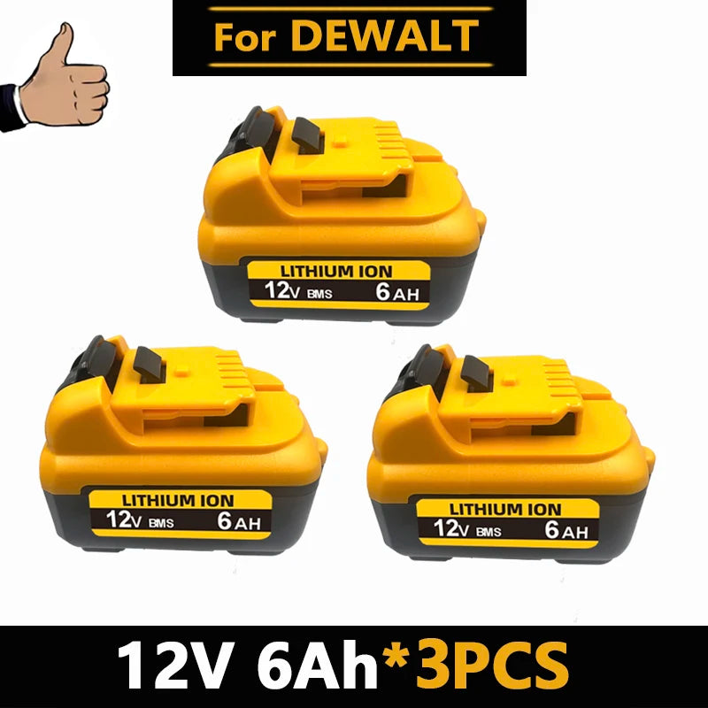 1-4Pack 12V Replacement For DEWALT DCB120 Lithium-ion Batteries 12V 3.0-6.0Ah Battery DCB123 DCB125 DCD710  Power Tools Battery