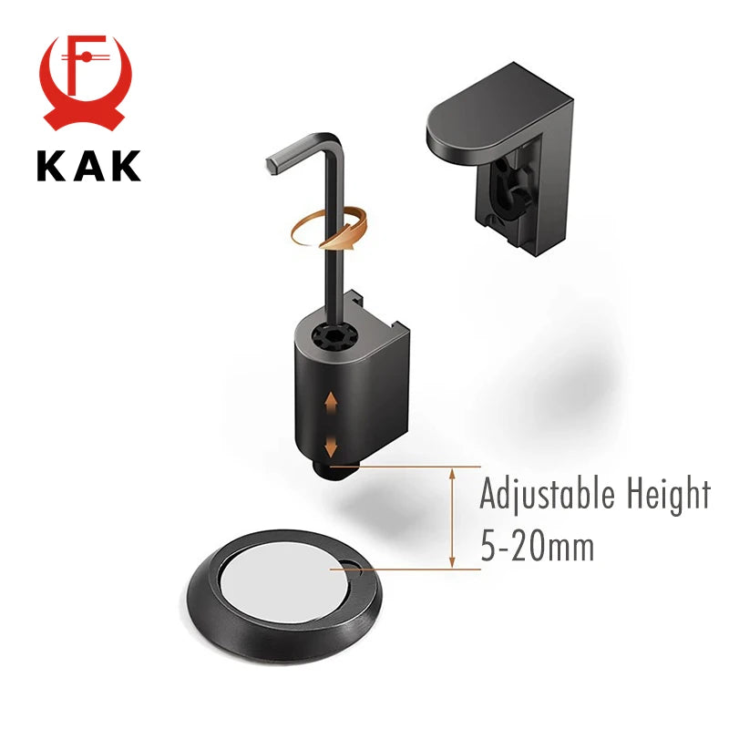 KAK Invisible Door Stopper Adjustable Magnetic Door Stop with Sticker Non-punch Wind-proof Hidden Door Holder Zinc Alloy Hardwar