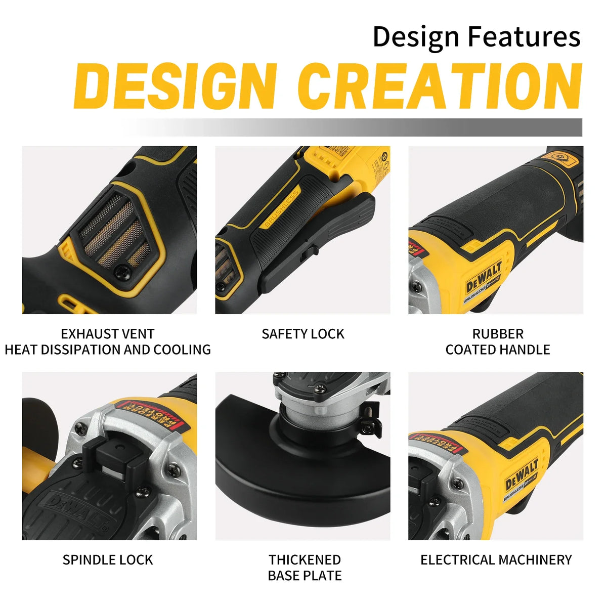 Dewalt 125MM Cordless Brushless Angle Grinder DCG406 9000RPM Cutting Machine Polishing Machine Tool For 20V Lithium Batteries