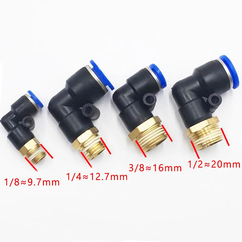 20/50PCS Pneumatic Air Connector Fitting PC/PCF/PL/PB/SL 4mm 6mm 8mm Thread 1/8 1/4 3/8 1/2 Hose Fittings Pipe Quick Connectors