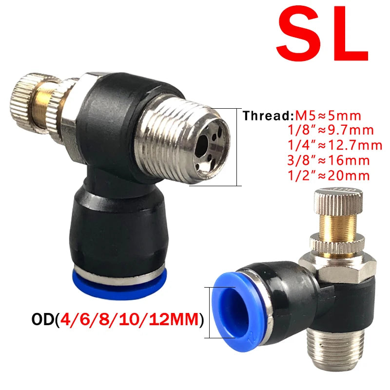 20/50PCS Pneumatic Air Connector Fitting PC/PCF/PL/PB/SL 4mm 6mm 8mm Thread 1/8 1/4 3/8 1/2 Hose Fittings Pipe Quick Connectors