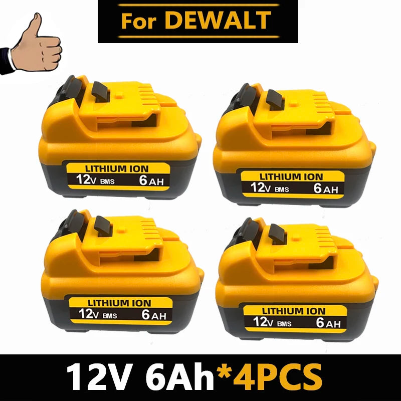 1-4Pack 12V Replacement For DEWALT DCB120 Lithium-ion Batteries 12V 3.0-6.0Ah Battery DCB123 DCB125 DCD710  Power Tools Battery