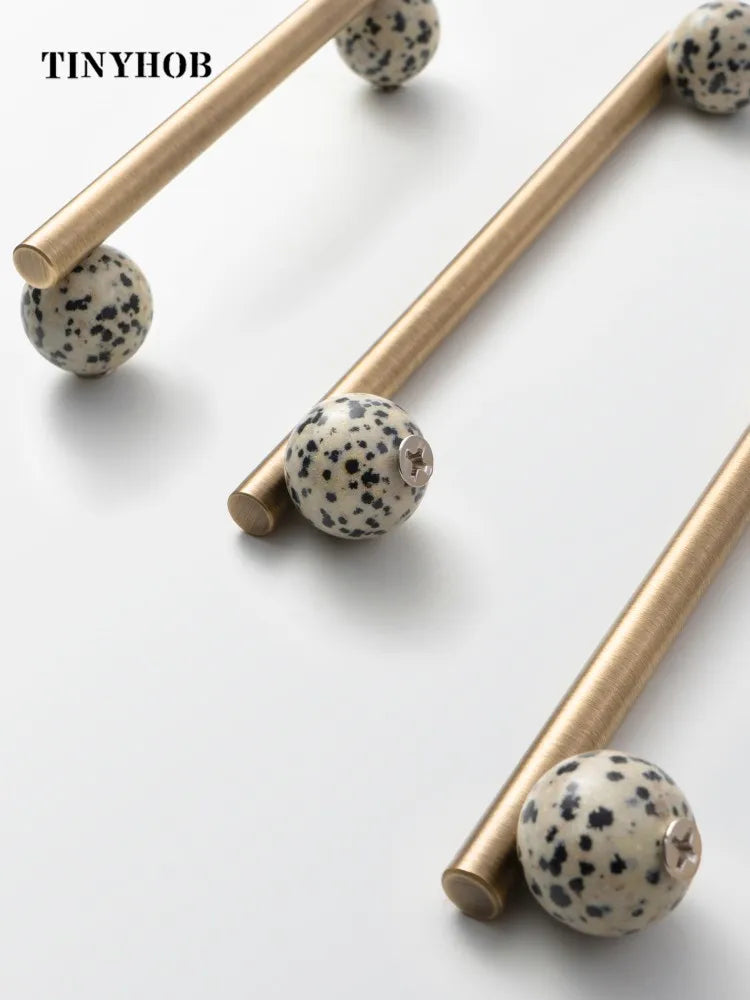 Tinyhob Nordic Art Handle / Natural Stone+ Bronze Handles and Knobs Drawer Pulls Kitchen Cabinet Knobs Furniture Hardware